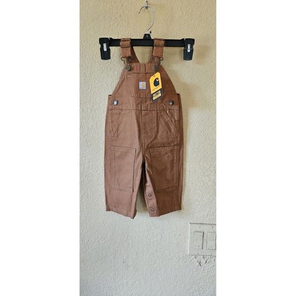 Carhartt Other - NWT Carhartt Duck Br. Canvas Bib Overalls Baby Sz 12M All Cotton Snap Leg